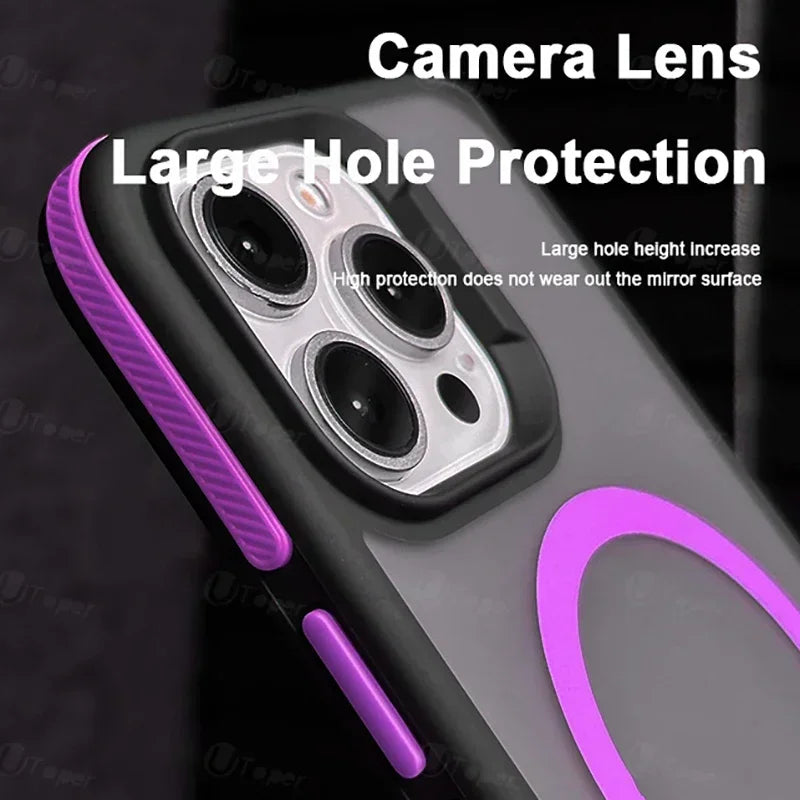 New Bicolor Matte Frosted Magnetic Phone Case For iPhone 16 Translucent Shockproof Bumper Hard Cover