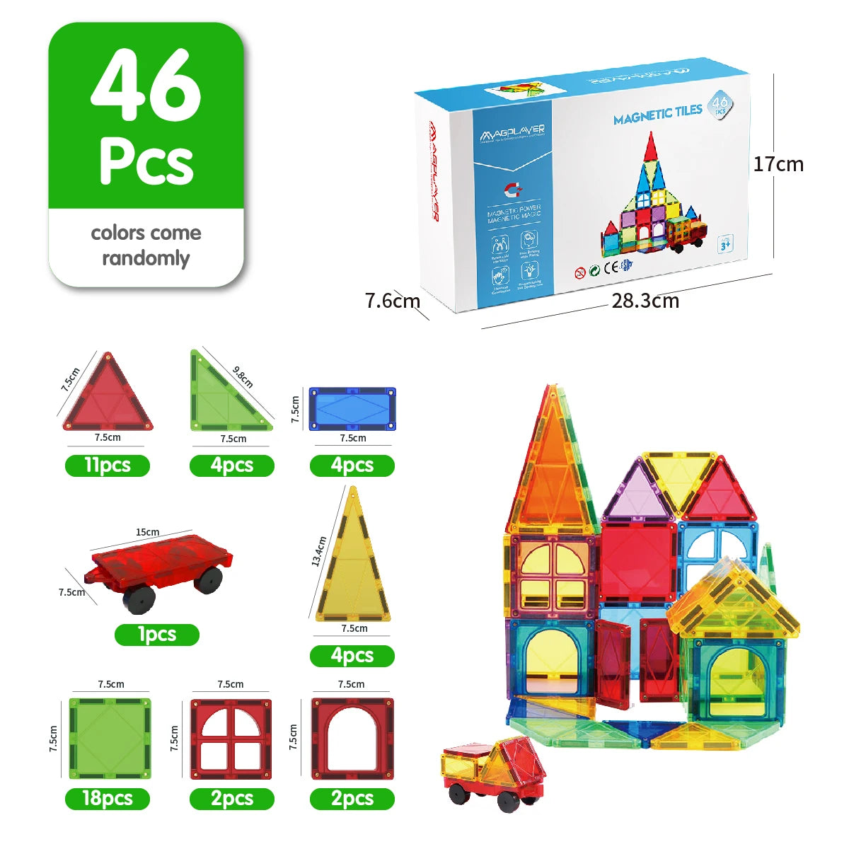 Magplayer Magnetic Building Blocks Children DIY Games Montessori Educational Toys Construction Sets Magnet Tiles for Kids Gift