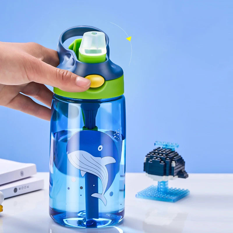 Children's Drinking Straw Cup Special Anti-falling Water Bottle For School In Summer Portable Water Cup