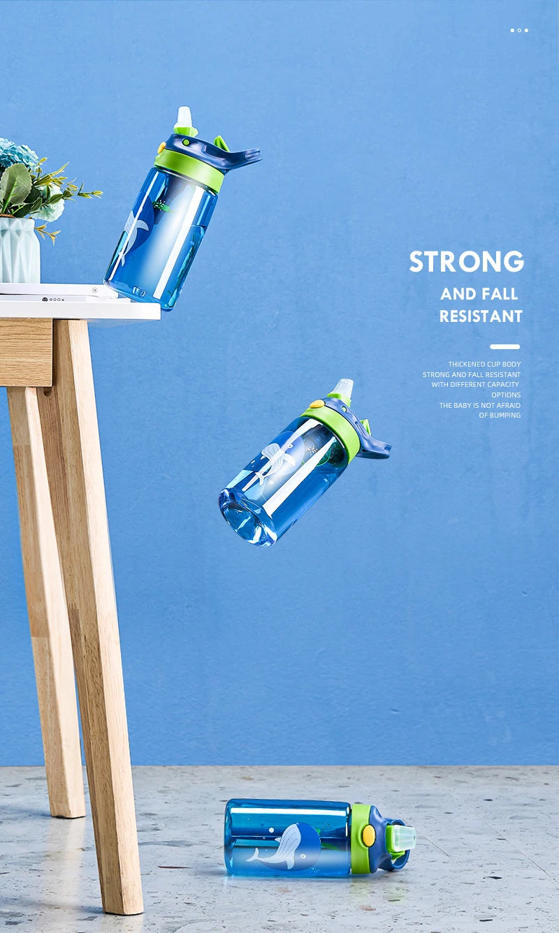 Children's Drinking Straw Cup Special Anti-falling Water Bottle For School In Summer Portable Water Cup