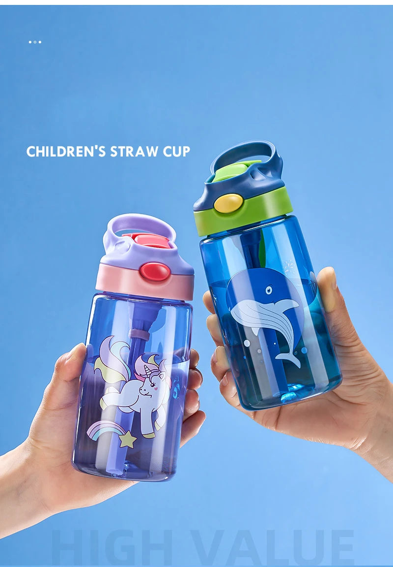 Children's Drinking Straw Cup Special Anti-falling Water Bottle For School In Summer Portable Water Cup