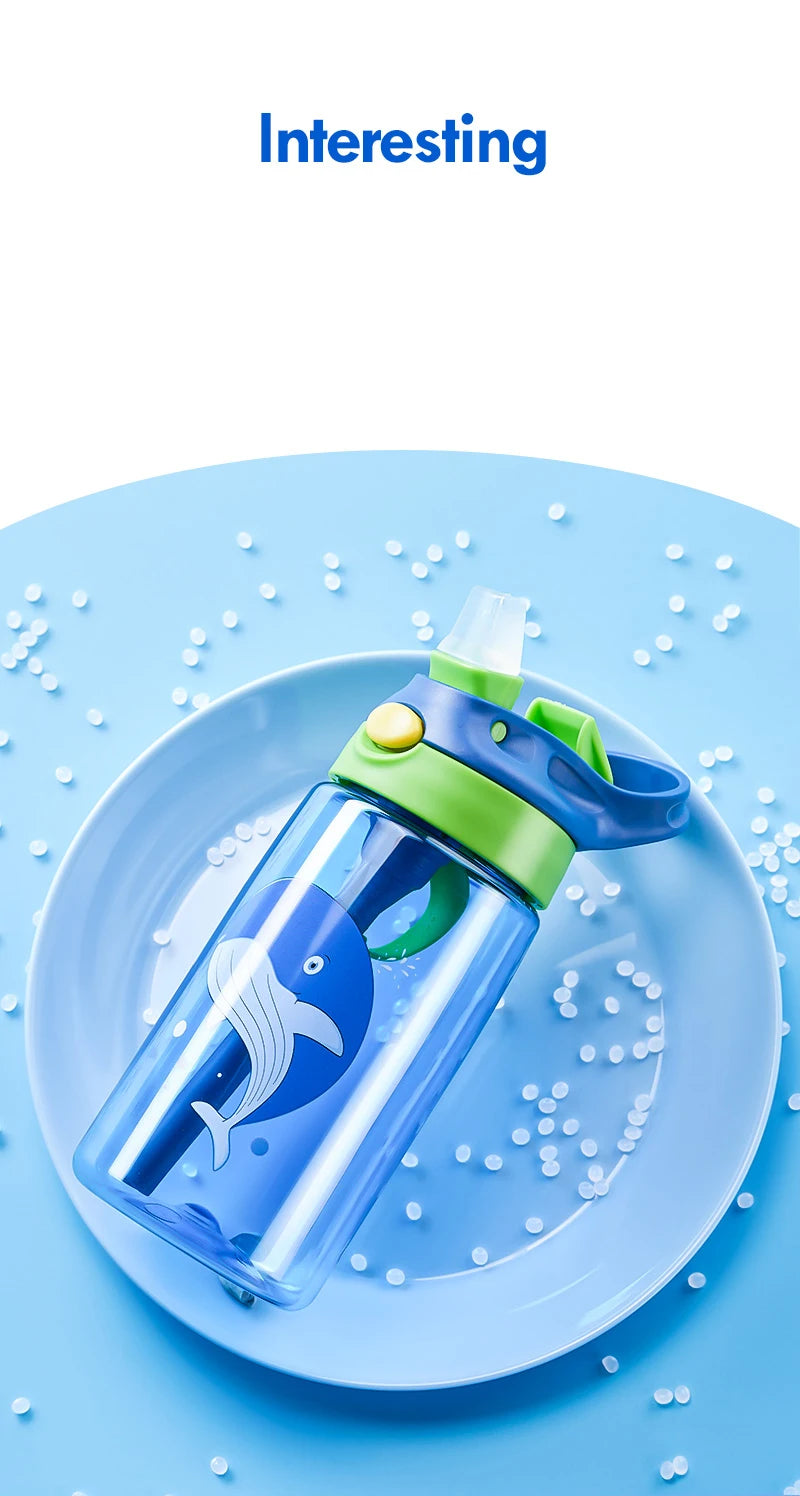 Children's Drinking Straw Cup Special Anti-falling Water Bottle For School In Summer Portable Water Cup