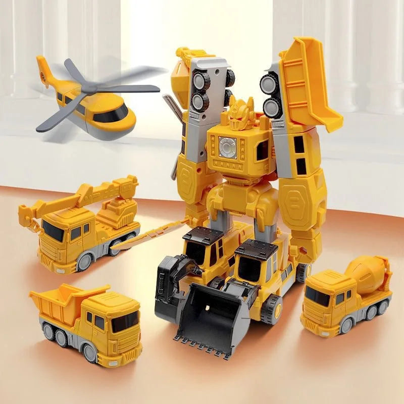 Magnetic building blocks car assembled engineering car robot deformation children's toys engineering set series military model