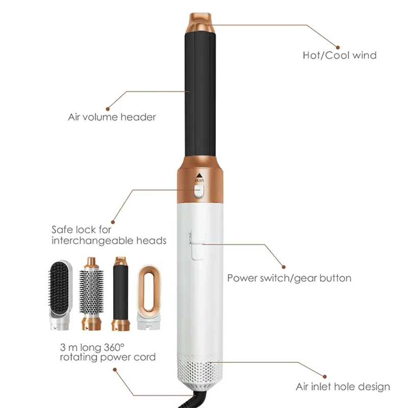 Hot Air Styler Comb 5 in 1 Hair Dryer Automatic Hair Curler Professional Hair Straightener For Dyson Airwrap Household