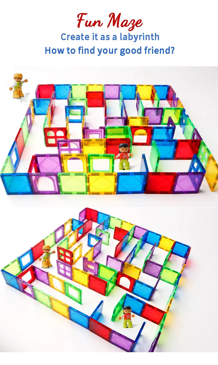 Magplayer Magnetic Building Blocks Children DIY Games Montessori Educational Toys Construction Sets Magnet Tiles for Kids Gift