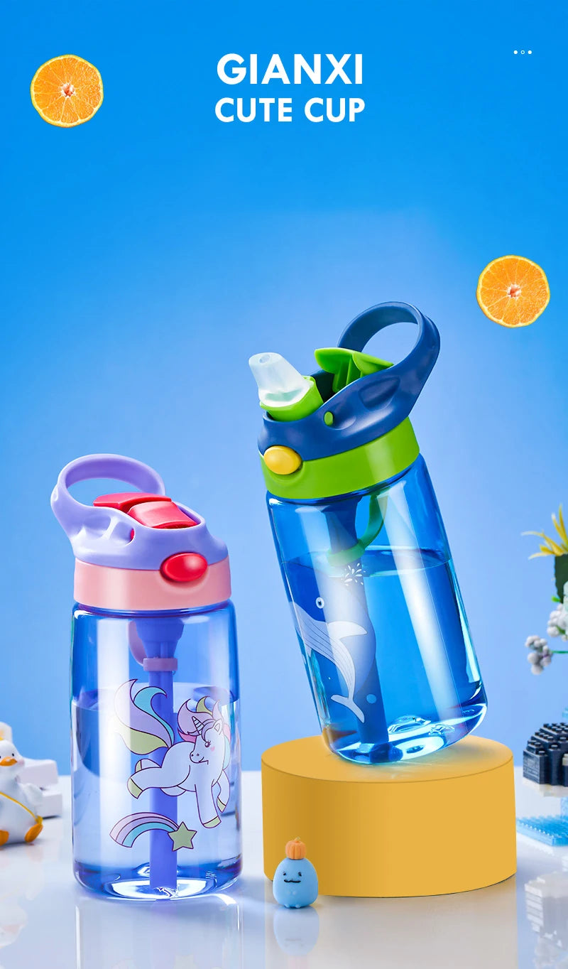 Children's Drinking Straw Cup Special Anti-falling Water Bottle For School In Summer Portable Water Cup