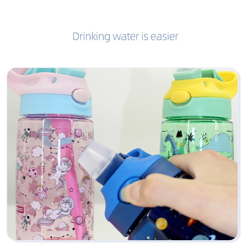 Tritan Water Bottle For Kids Children Unicorn Dinosaur School Drinking Bottles With Straws Cute Animals Leak Proof Outdoor Cup