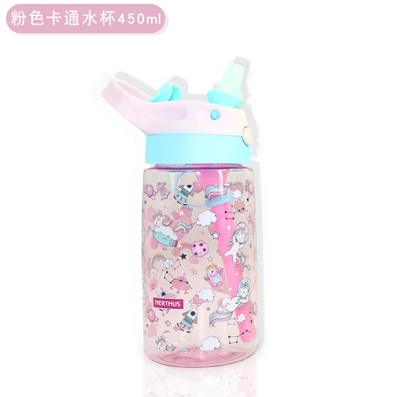 Tritan Water Bottle For Kids Children Unicorn Dinosaur School Drinking Bottles With Straws Cute Animals Leak Proof Outdoor Cup