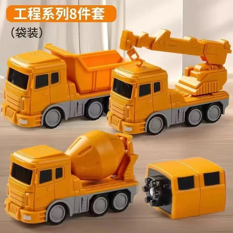 Magnetic building blocks car assembled engineering car robot deformation children's toys engineering set series military model
