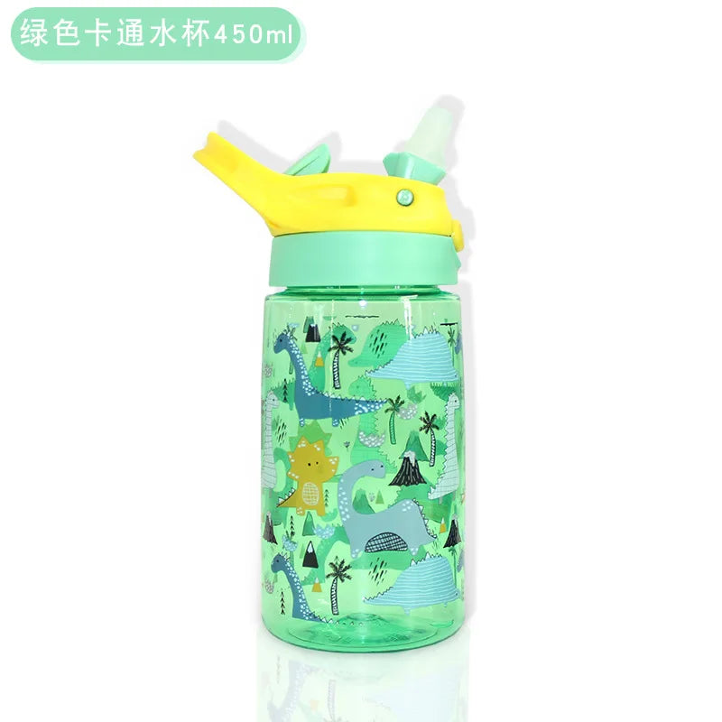 Tritan Water Bottle For Kids Children Unicorn Dinosaur School Drinking Bottles With Straws Cute Animals Leak Proof Outdoor Cup
