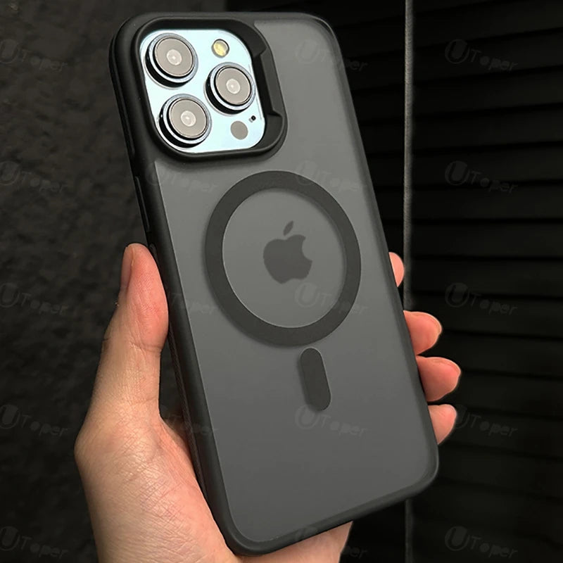 New Bicolor Matte Frosted Magnetic Phone Case For iPhone 16 Translucent Shockproof Bumper Hard Cover
