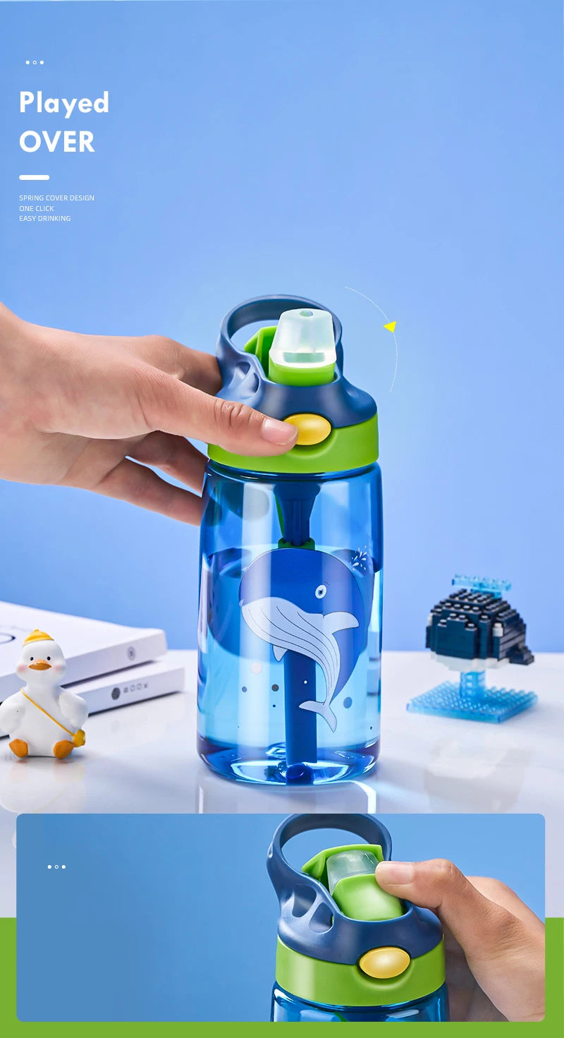 Children's Drinking Straw Cup Special Anti-falling Water Bottle For School In Summer Portable Water Cup