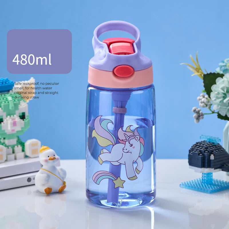 Children's Drinking Straw Cup Special Anti-falling Water Bottle For School In Summer Portable Water Cup