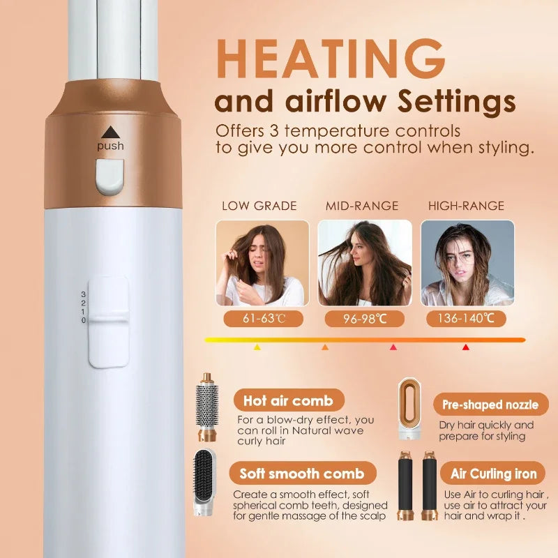 Hot Air Styler Comb 5 in 1 Hair Dryer Automatic Hair Curler Professional Hair Straightener For Dyson Airwrap Household