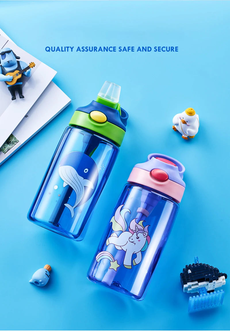Children's Drinking Straw Cup Special Anti-falling Water Bottle For School In Summer Portable Water Cup