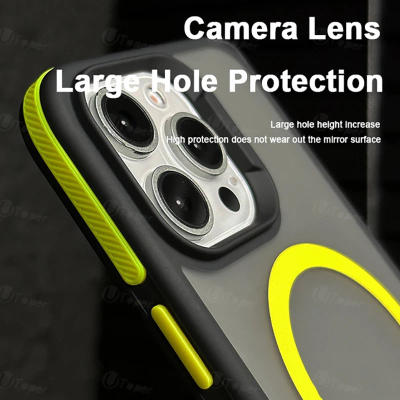 New Bicolor Matte Frosted Magnetic Phone Case For iPhone 16 Translucent Shockproof Bumper Hard Cover