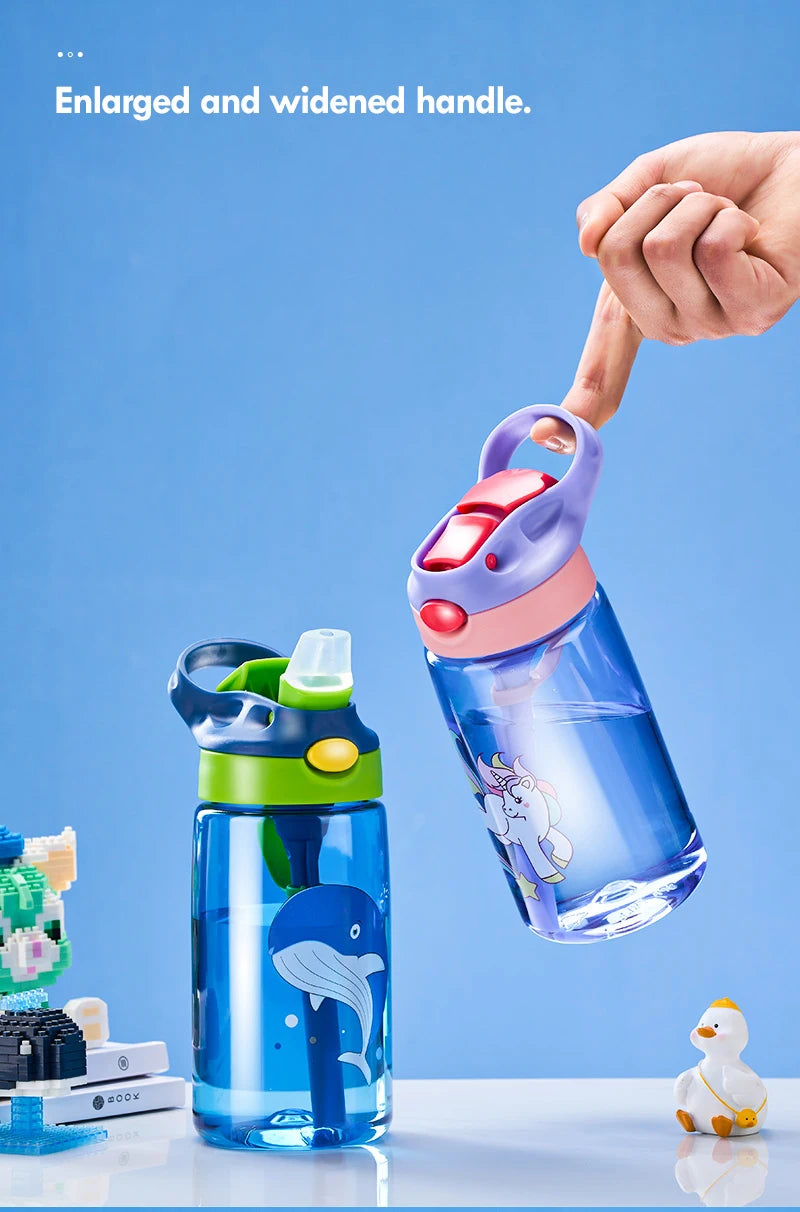 Children's Drinking Straw Cup Special Anti-falling Water Bottle For School In Summer Portable Water Cup