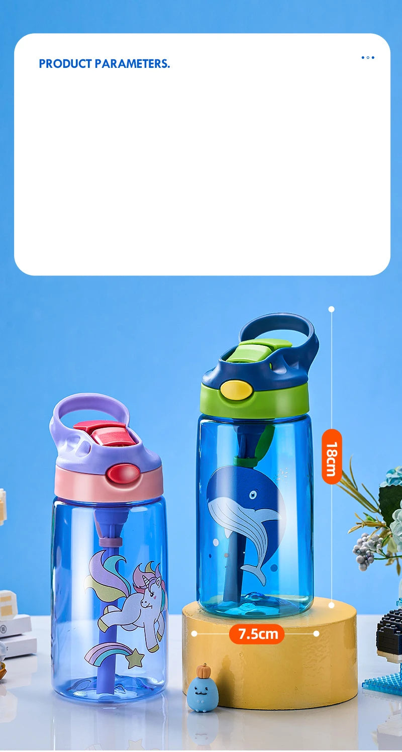 Children's Drinking Straw Cup Special Anti-falling Water Bottle For School In Summer Portable Water Cup