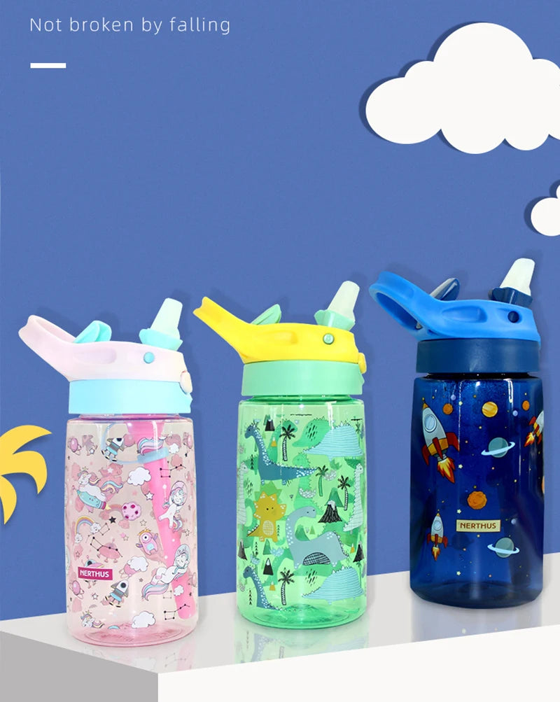 Tritan Water Bottle For Kids Children Unicorn Dinosaur School Drinking Bottles With Straws Cute Animals Leak Proof Outdoor Cup