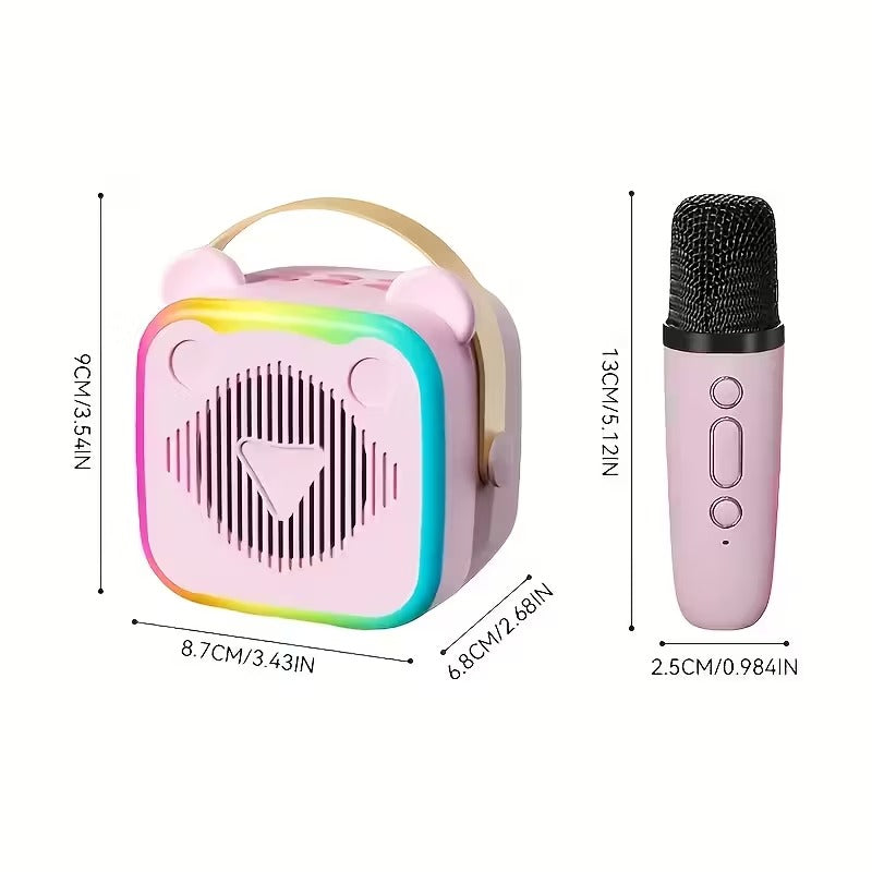 The K10 Portable Karaoke Machine Comes with Two Wireless Microphones, LED Lights, And a Rechargeable Speaker, Featuring Disco Lights And Wireless Capabilities, Suitable for Ten Different Settings Such As Parties, Outdoors, Li
