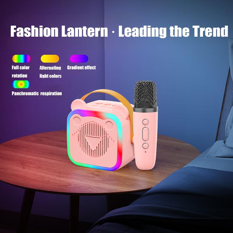 The K10 Portable Karaoke Machine Comes with Two Wireless Microphones, LED Lights, And a Rechargeable Speaker, Featuring Disco Lights And Wireless Capabilities, Suitable for Ten Different Settings Such As Parties, Outdoors, Li