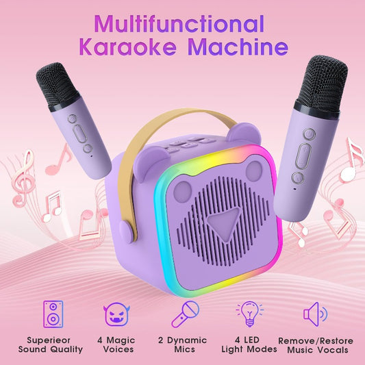 The K10 Portable Karaoke Machine Comes with Two Wireless Microphones, LED Lights, And a Rechargeable Speaker, Featuring Disco Lights And Wireless Capabilities, Suitable for Ten Different Settings Such As Parties, Outdoors, Li