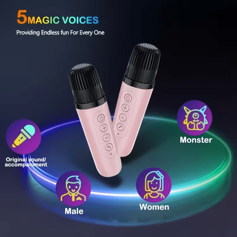 The K10 Portable Karaoke Machine Comes with Two Wireless Microphones, LED Lights, And a Rechargeable Speaker, Featuring Disco Lights And Wireless Capabilities, Suitable for Ten Different Settings Such As Parties, Outdoors, Li