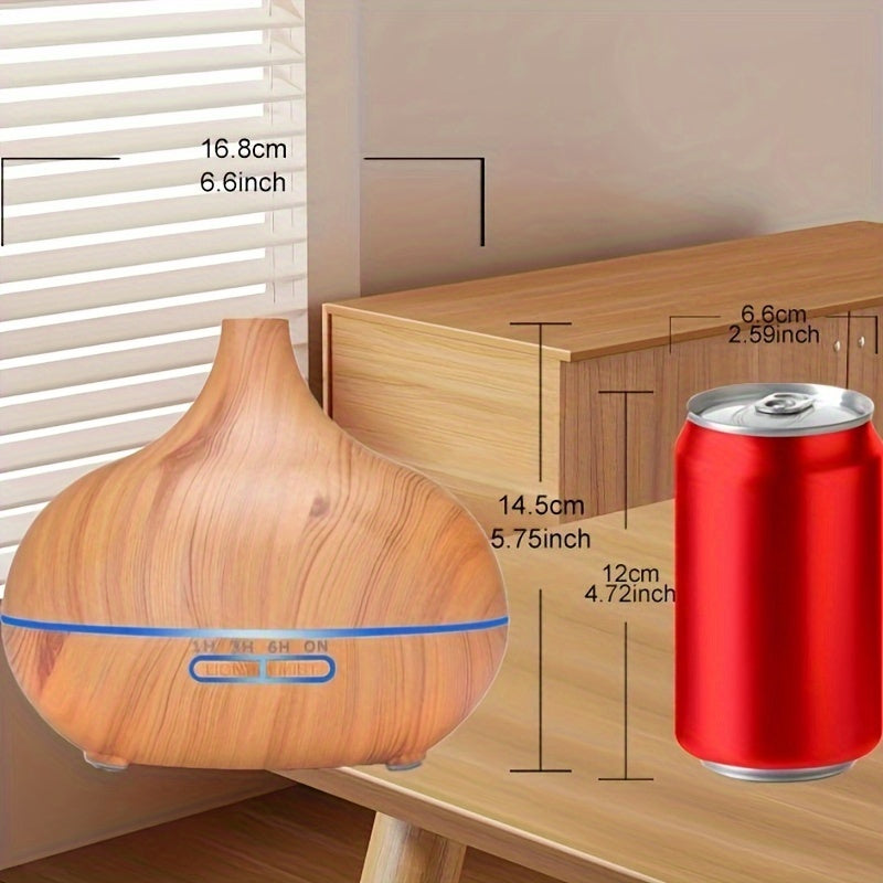 Soundwave technology 550ml Aroma Diffuser Humidifier with Wood Grain Design, 7-Color Night Light, Timer Setting, USB Powered - Quiet Desktop Diffuser for Office, Bedroom, Cafe, Yoga