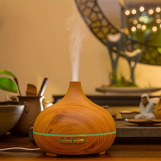 Soundwave technology 550ml Aroma Diffuser Humidifier with Wood Grain Design, 7-Color Night Light, Timer Setting, USB Powered - Quiet Desktop Diffuser for Office, Bedroom, Cafe, Yoga
