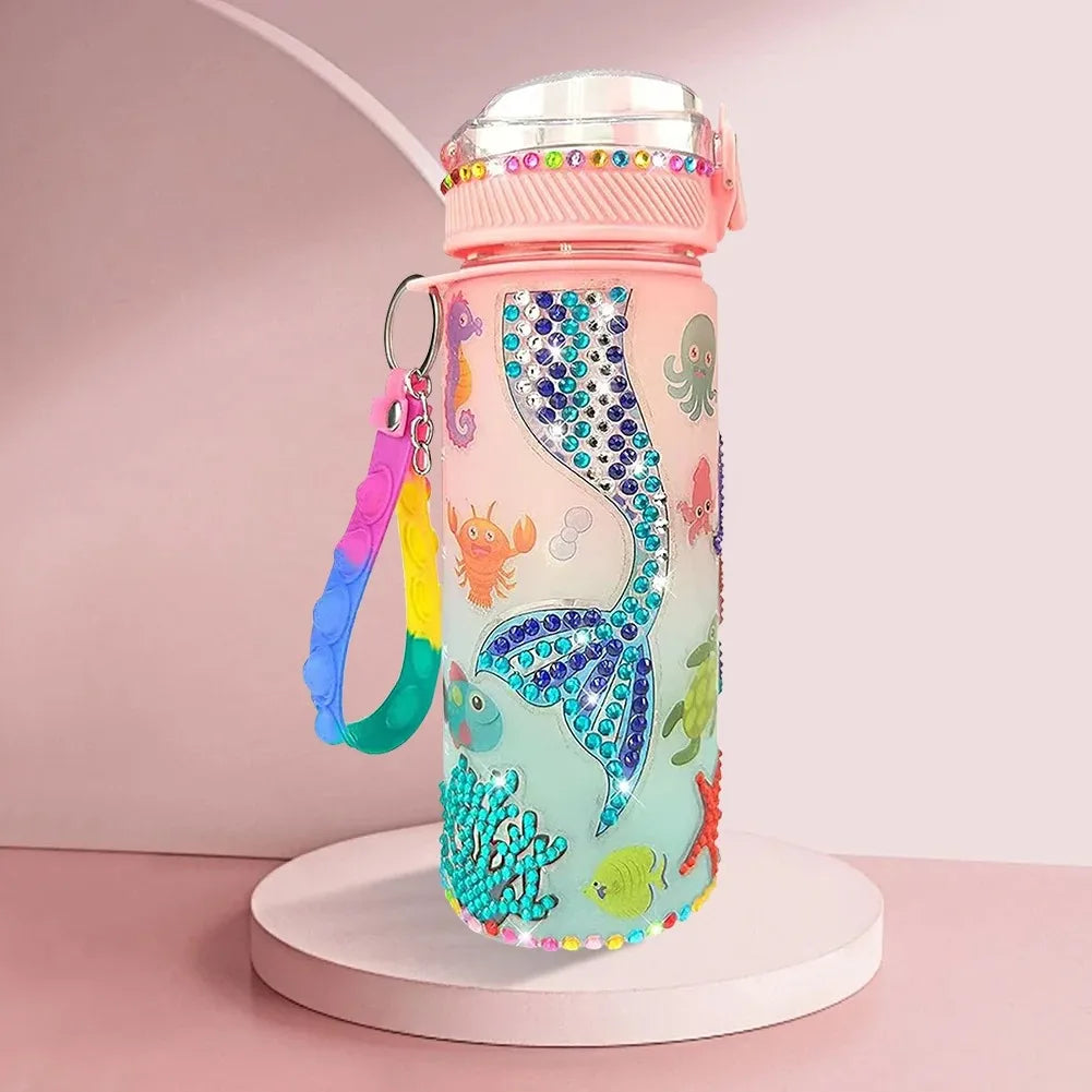 600ml DIY Kids  Glitter Diamond Decorate Water Bottle