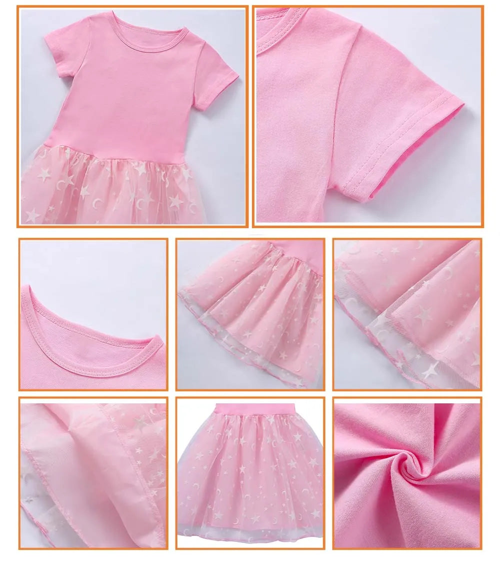 Girls Dress Short Sleeve Gabby's Dollhouse Princess Gabby Cat Mesh Tutu Skirt Children's Birthday Party Cosplay Dress Costume