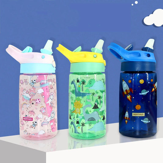 Tritan Water Bottle For Kids Children Unicorn Dinosaur School Drinking Bottles With Straws Cute Animals Leak Proof  Outdoor Cup