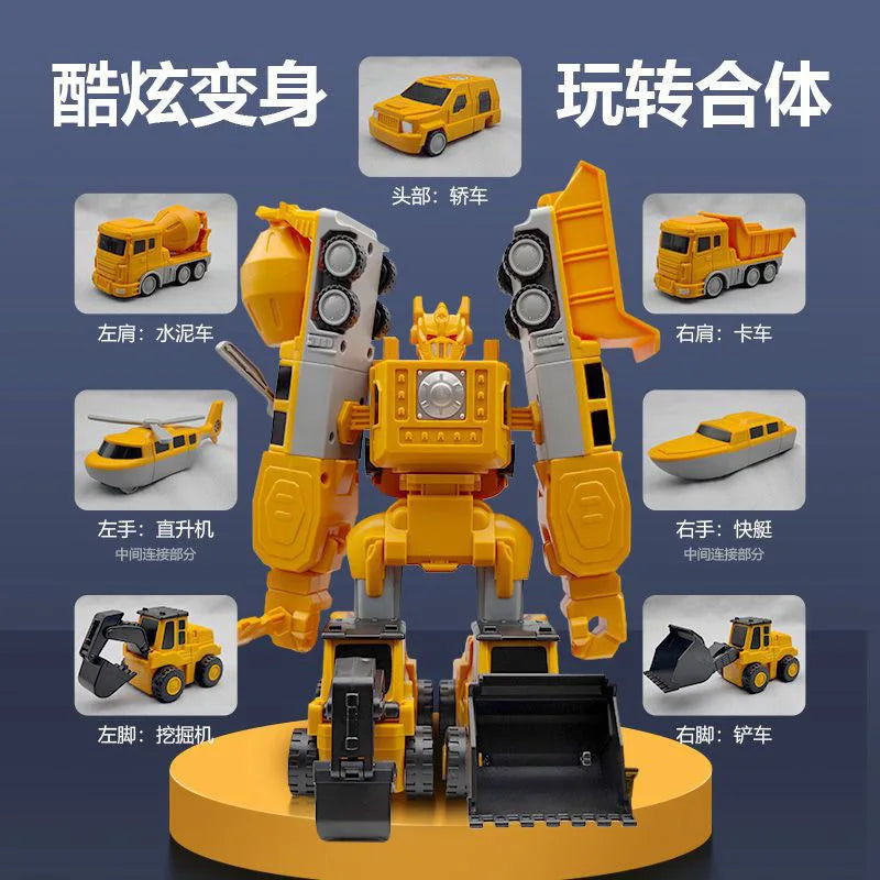 Magnetic building blocks car assembled engineering car robot deformation children's toys engineering set series military model