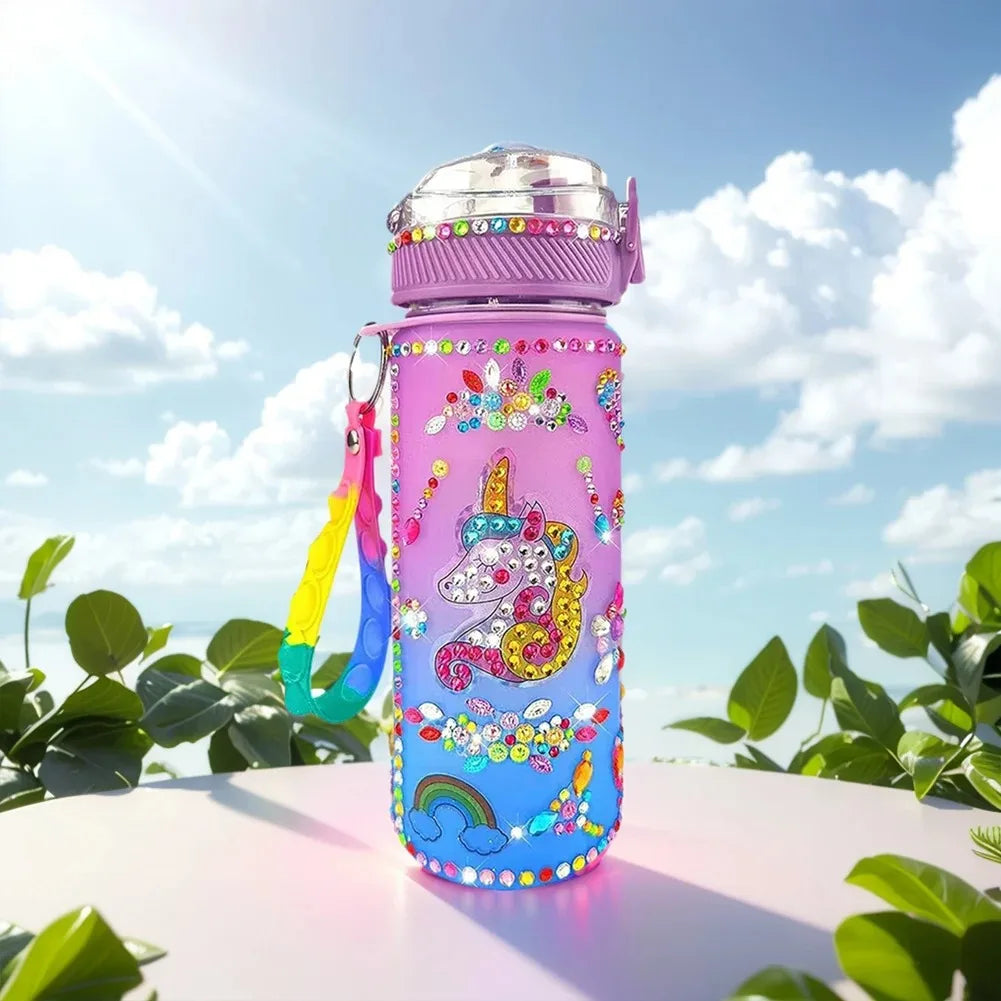 600ml DIY Kids  Glitter Diamond Decorate Water Bottle