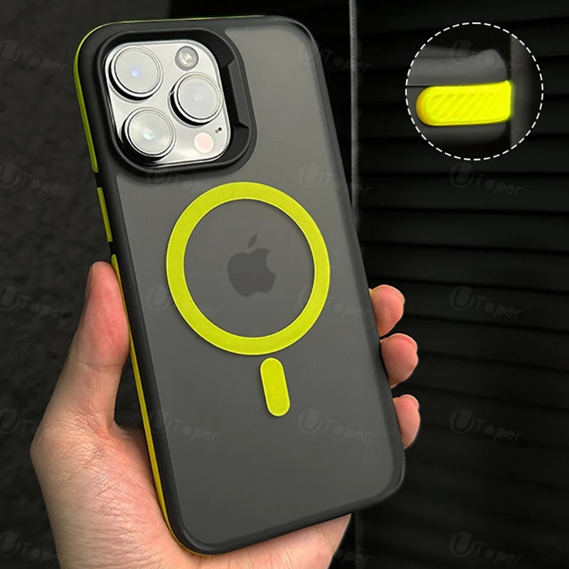 New Bicolor Matte Frosted Magnetic Phone Case For iPhone 16  Translucent Shockproof Bumper Hard Cover