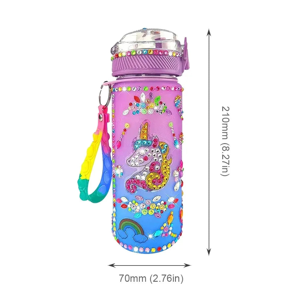 600ml DIY Kids  Glitter Diamond Decorate Water Bottle