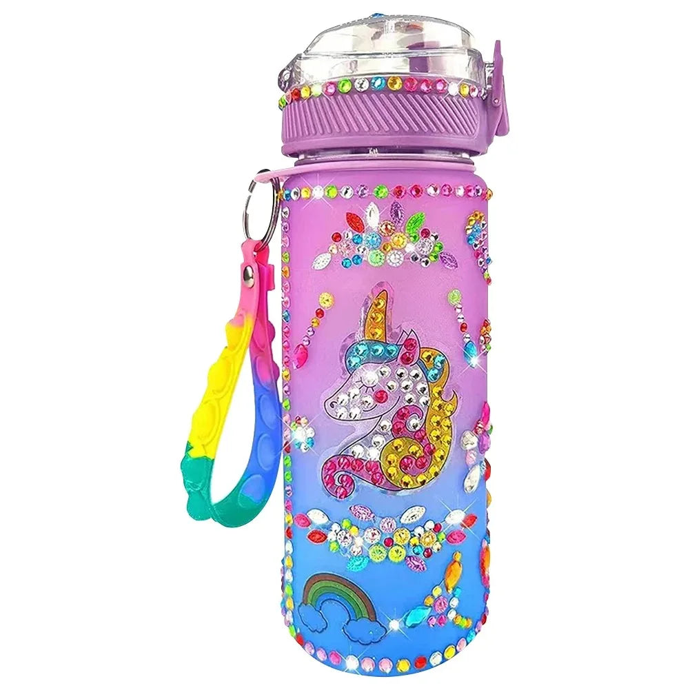 600ml DIY Kids  Glitter Diamond Decorate Water Bottle