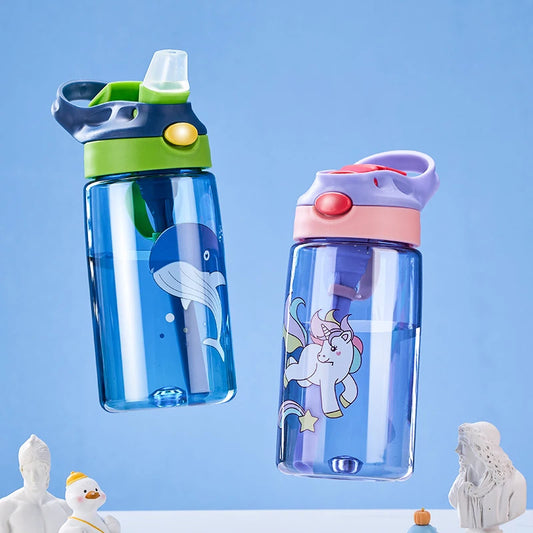 Children's Drinking Straw Cup Special Anti-falling Water Bottle For School In Summer Portable Water Cup