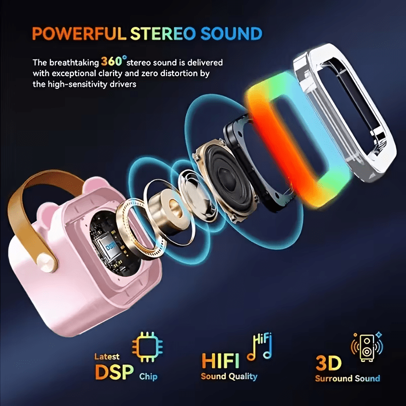 The K10 Portable Karaoke Machine Comes with Two Wireless Microphones, LED Lights, And a Rechargeable Speaker, Featuring Disco Lights And Wireless Capabilities, Suitable for Ten Different Settings Such As Parties, Outdoors, Li